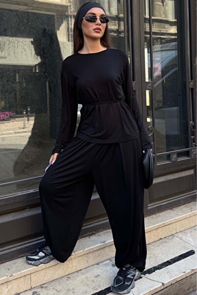 Madmext Μαύρο Σετ Σαλβάρ Λύκρα Μοντάλ MG2784