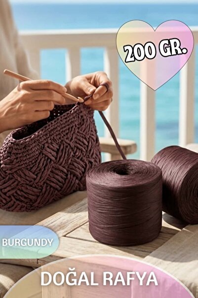 Dantelux İthal Doğal Rafya (Yumuşak Örüm Özelliği) 200 Gr. Burgundy