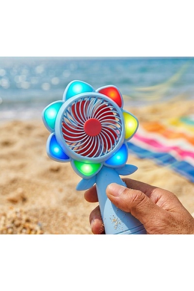 Kuzey Tacı Renkli Ledli Çiçek Figürlü Mini El Vantilatörü USB Şarjlı Taşınabi...