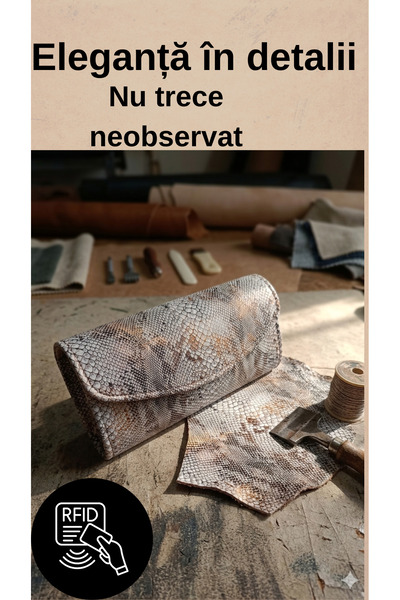 OEM Γυναικείο πορτοφόλι, φυσικό δέρμα, ανάγλυφο σχέδιο φιδιού, κομψό, χειροπο...