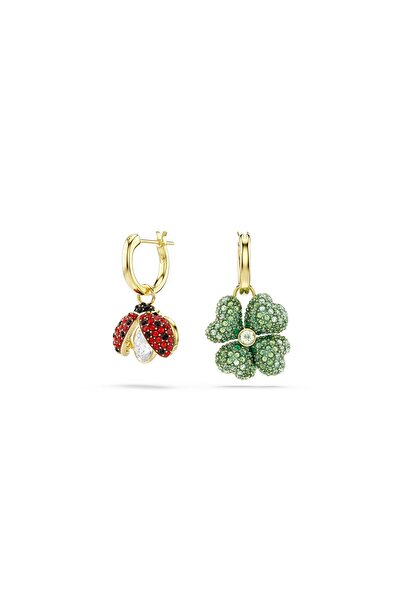 Swarovski Idyllia damla küpeler, Set (3), Uğur böceği, yonca, çilek, Çok renk...