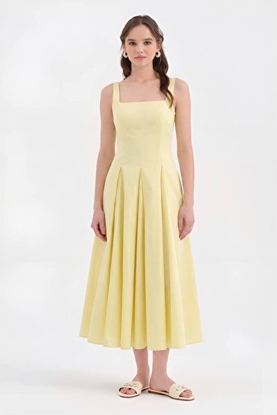 tw3 Γυναικείο μακρύ φόρεμα από υφαντό ύφασμα Lycra, αμάνικο σχέδιο