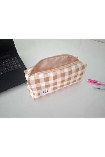 MB Θήκη για στυλό με τετράγωνο σχέδιο καραμέλας - λινό σχέδιο πάπιας - πλένεται