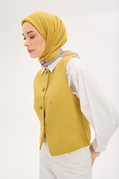 Silk Home Olinda Eşarp Yonca Desen Hardal 90x90