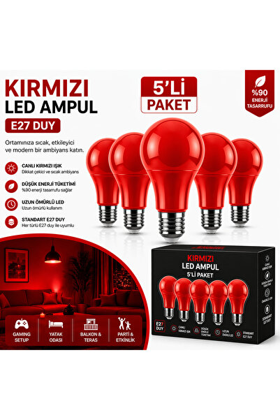 RBR Kırmızı LED Ampul E27 – Dekoratif Ambiyans Işığı