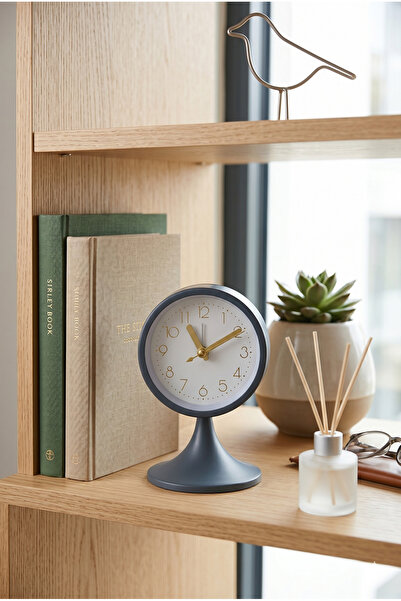 Homerest Lacivert Masa Saati 13cm Modern Retro Tasarım Dekoratif Ofis ve Ev A...