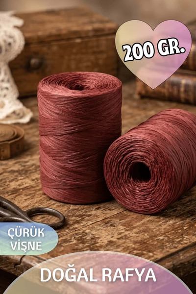 Dantelux İthal Doğal Rafya (Yumuşak Örüm Özelliği) 200 Gr. Çürük Vişne Rengi