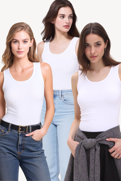 Pearlune Women's 3-Piece Cotton & Modal Thick Strap Standard Size Undershirt ...