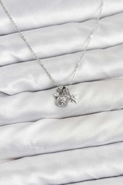 norsary Brass Silver Color Minimal Charm Women's Necklace