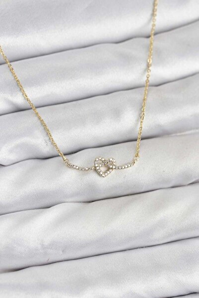 norsary Brass Gold Color Knot Heart Model Women's Necklace