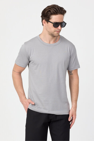 Tonny Black Ανδρικό μπλουζάκι σε γκρι χρώμα, κανονική εφαρμογή, άνετο και βασικό