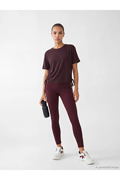 LC Waikiki Γυναικείο αθλητικό μπλουζάκι από μείγμα μοντάλ με κορδόνι περίσφιξ...