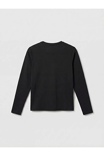 LC Waikiki Μαύρο γυναικείο αθλητικό μπλουζάκι με λαιμόκοψη