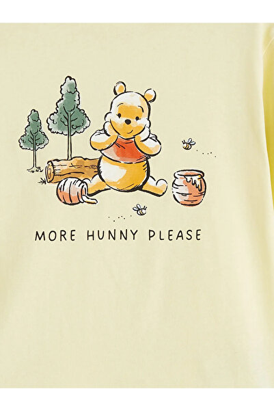 LC Waikiki Κίτρινο μπλουζάκι για κορίτσια με στάμπα Winnie the Pooh και λαιμό...