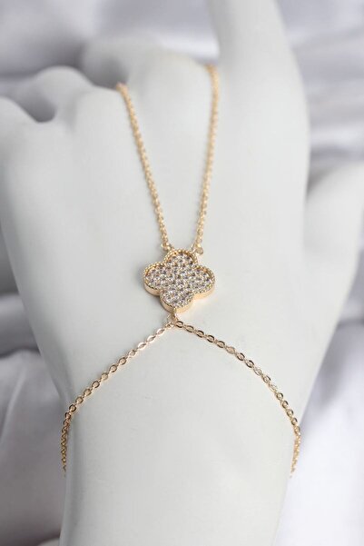 norsary Brass Gold Color Clover Model Women's Şahmeran
