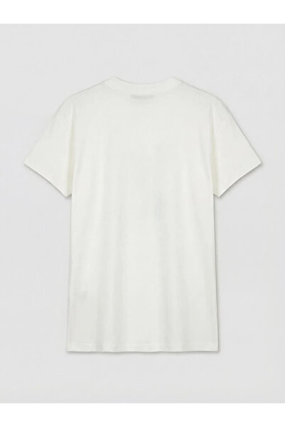 LC Waikiki Λευκό γυναικείο μπλουζάκι με λαιμόκοψη Crew Neck Flower με τύπωμα