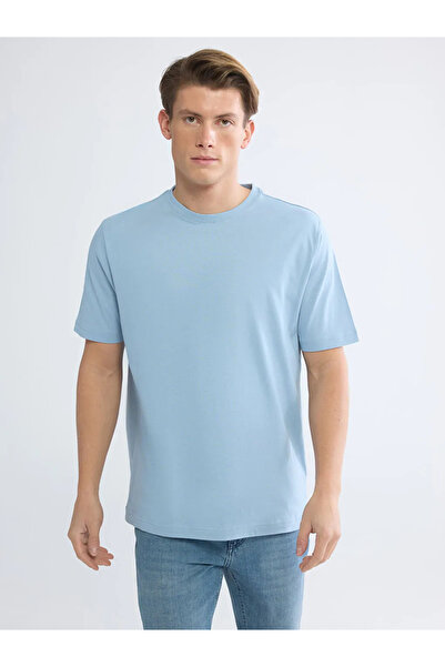 LC Waikiki Tricou de bază, albastru, 100% bumbac, croială normală