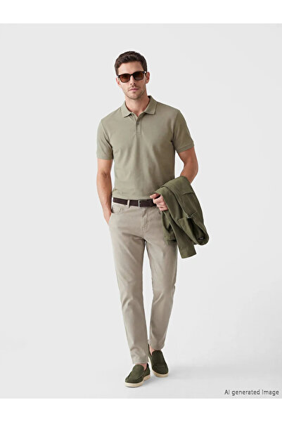 LC Waikiki Ανδρικό μπλουζάκι Πικέ με γιακά Πόλο σε χρώμα Χακί