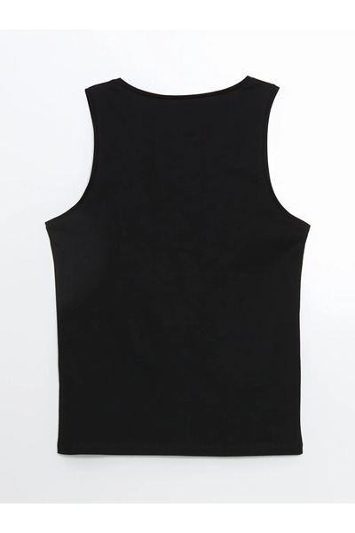 LC Waikiki Μαύρο ανδρικό αμάνικο μπλουζάκι με στάμπα Florida