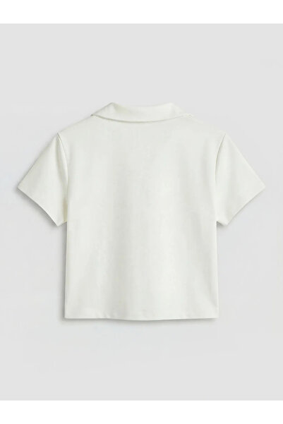 LC Waikiki Λευκό γυναικείο μπλουζάκι με λαιμόκοψη πόλο