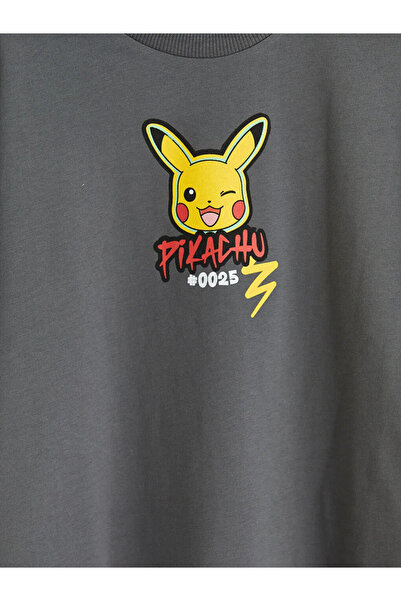 LC Waikiki Γκρι μπλουζάκι για αγόρια με στάμπα Pikachu