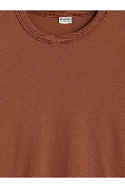 LC Waikiki Καφέ μπλουζάκι για αγόρια με κοντό μανίκι και λαιμόκοψη ποδηλάτου