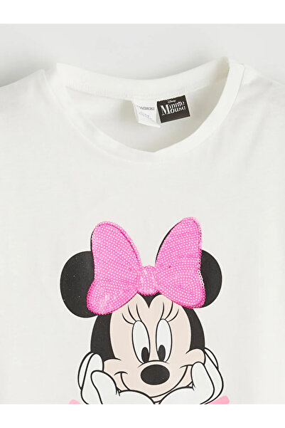 LC Waikiki Tricou alb cu imprimeu Minnie Mouse pentru fete