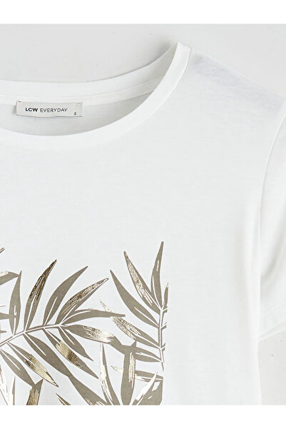 LC Waikiki Γυναικείο μπλουζάκι με λευκό λαιμόκοψη