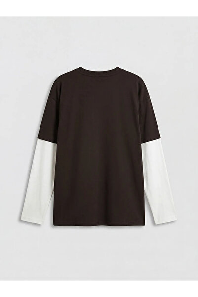 LC Waikiki Καφέ μπλουζάκι για αγόρια με μακρύ μανίκι και στάμπα