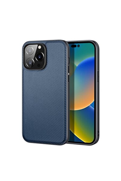 dalip Husă de protecție pentru iPhone 14 Pro, design carbon, albastră