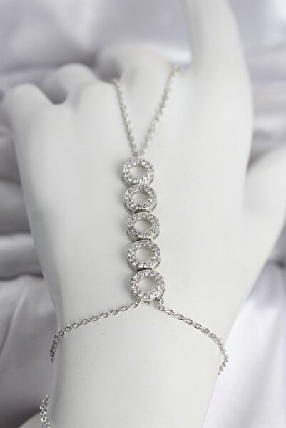 norsary Brass Silver Color Zircon Stone Row Ring Model Women's Şahmeran