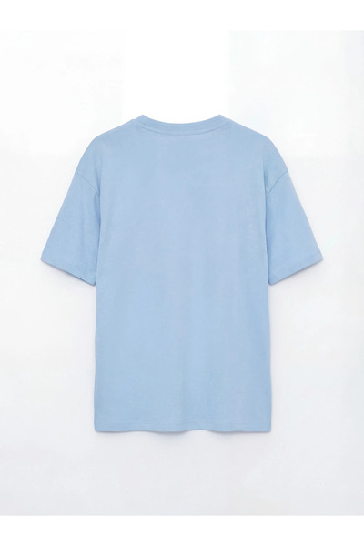 LC Waikiki Blue Stitch Printed Girls' T-Shirt