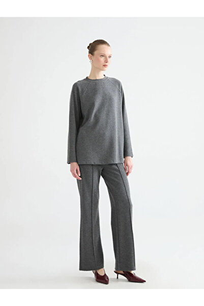 LC Waikiki Γυναικείο T-Shirt Anthracite Crew Neck