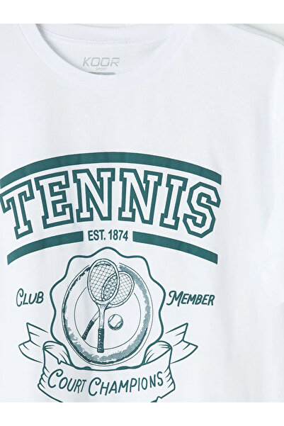 LC Waikiki Γυναικείο αθλητικό μπλουζάκι με λευκό λαιμόκοψη με τύπωμα