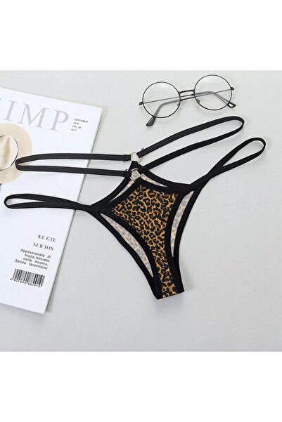 ikikareshop Büyük Beden Leopar Desenli Fantazi String Bato Külot