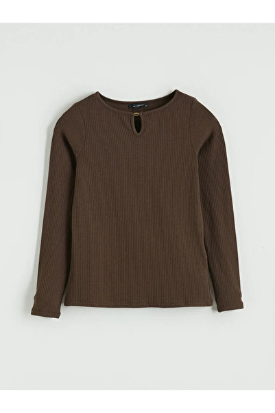 LC Waikiki Καφέ γυναικείο κορμάκι με λαιμόκοψη