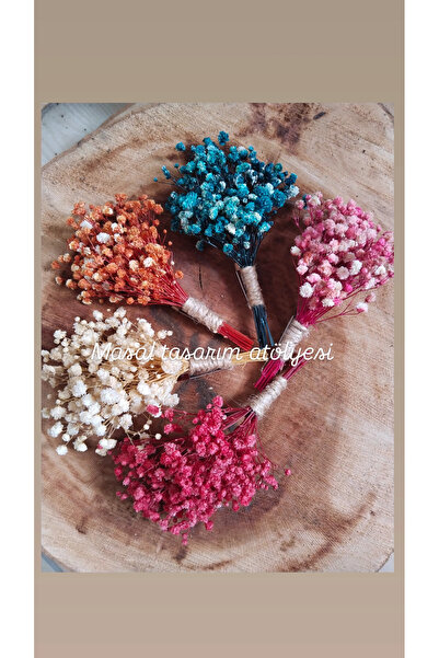 Handmade 5 adet rengarenk şoklanmış cipsodan damat yaka çiçeği, sağdıç çiçeği...