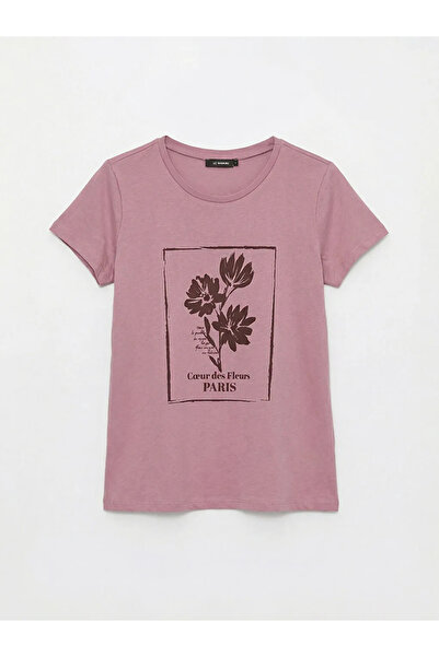 LC Waikiki Γυναικείο μπλουζάκι με ροζ λαιμόκοψη