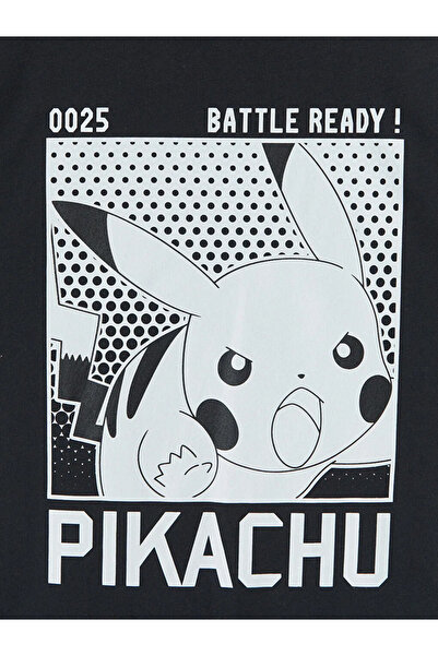 LC Waikiki Ανδρικό μπλουζάκι με στάμπα Pikachu Anthracite Crew Neck