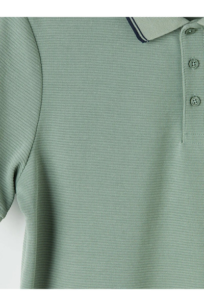 LC Waikiki Tricou texturat pentru bărbați cu guler polo verde