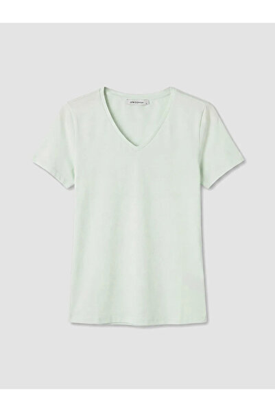 LC Waikiki Πράσινο γυναικείο μπλουζάκι με λαιμόκοψη σε σχήμα V