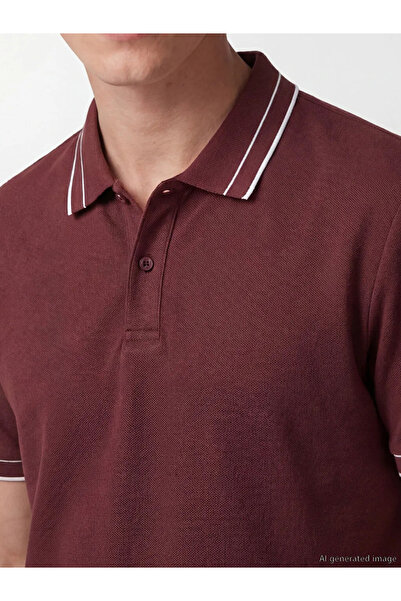 LC Waikiki Tricou pentru bărbați cu guler polo, texturat, culoare prună