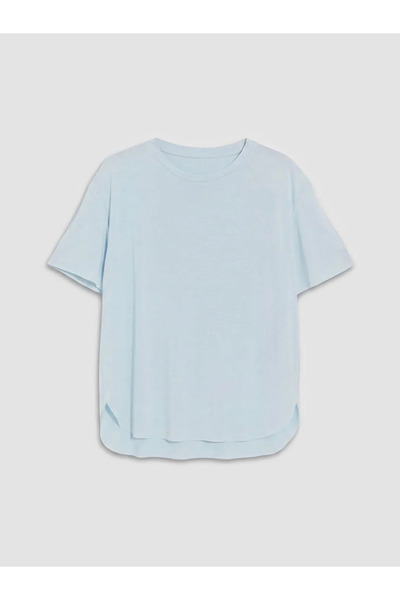 LC Waikiki Γυναικείο αθλητικό μπλουζάκι Blue Crew Neck Oversize