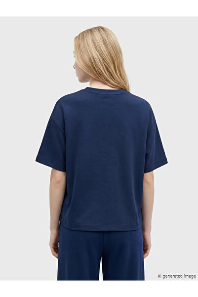 LC Waikiki Γυναικείο μπλουζάκι Navy Blue Crew Neck Soft Touch