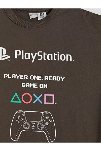 LC Waikiki Καφέ μπλουζάκι για αγόρια με στάμπα PlayStation