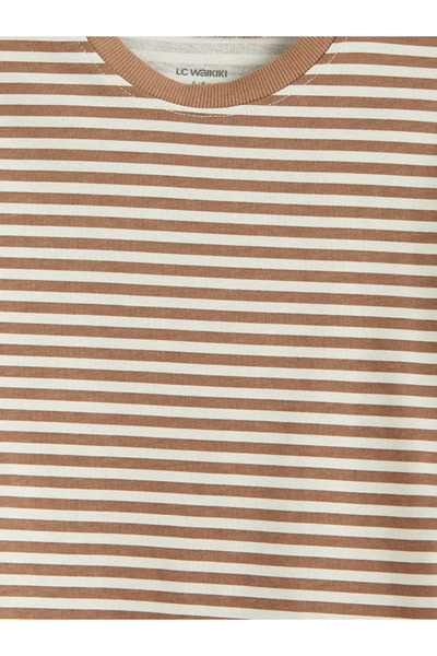 LC Waikiki Tricou cu dungi maro pentru băieți, cu guler tip bicicletă