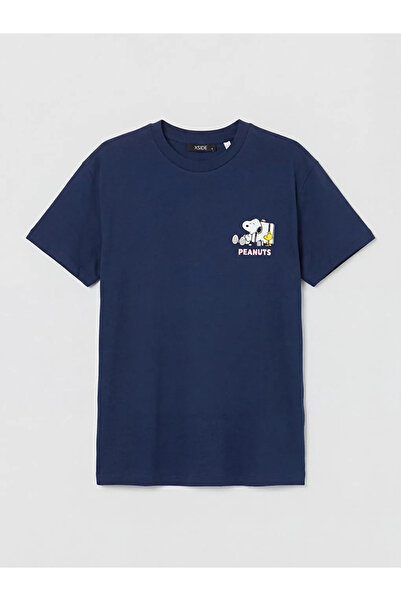 LC Waikiki Γυναικείο μπλουζάκι Navy Blue Crew Neck με στάμπα Snoopy