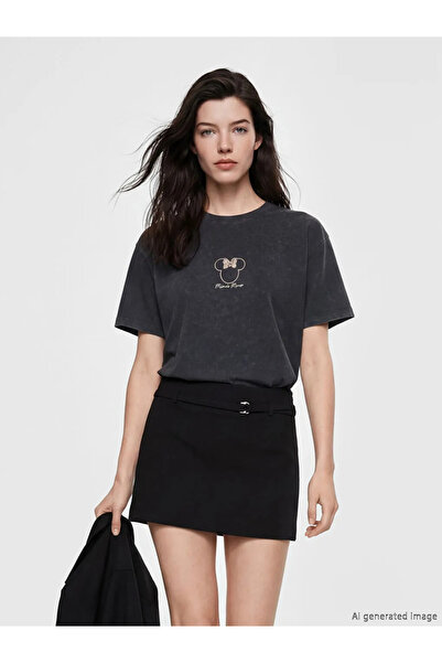 LC Waikiki Γυναικείο μπλουζάκι με στάμπα Μπλε Μίνι Μάους