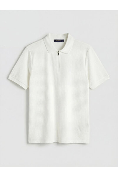 LC Waikiki Tricou alb cu gât polo pentru bărbați