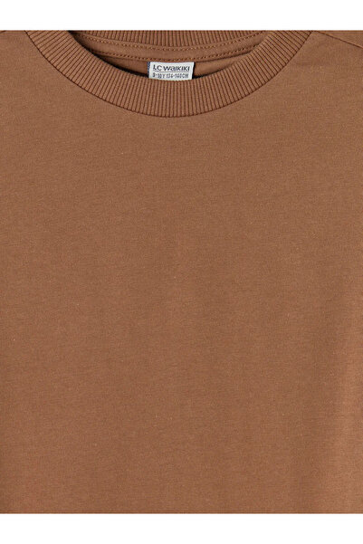 LC Waikiki Καφέ μπλουζάκι για αγόρια με λαιμόκοψη ποδηλάτου